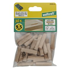 Wolfcraft 30ks dřevěné kolíky 9,5x40mm 2939000