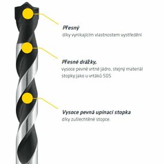 Vrták do betonu s válcovou stopkou