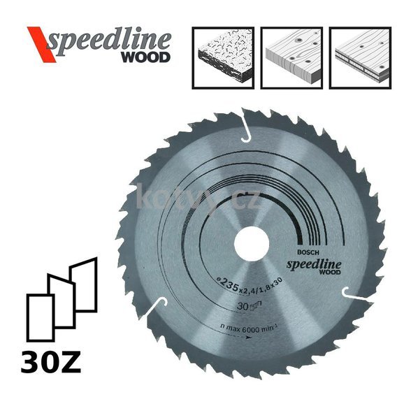 Pilový kotouč Speedline Wood 235x30/25x2,4mm,30