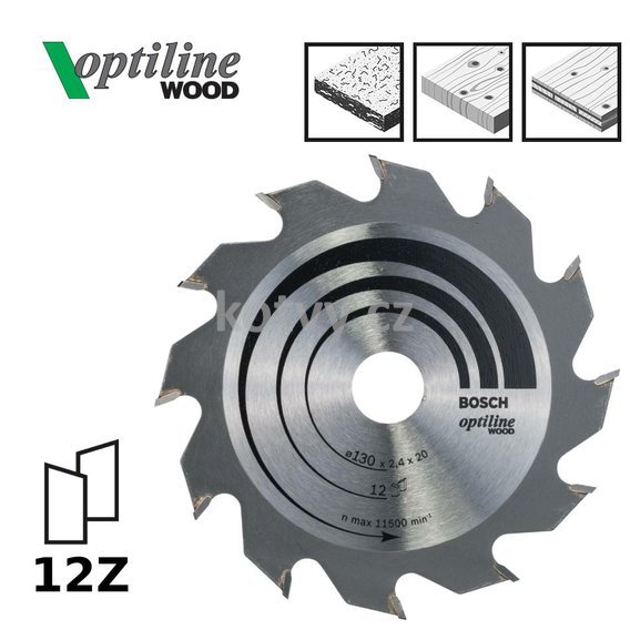 Pilový kotouč Optiline Wood 130x20/16x2,4mm,12