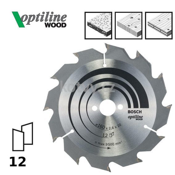 Pilový kotouč Optiline Wood 160x20/16x2,6mm,12