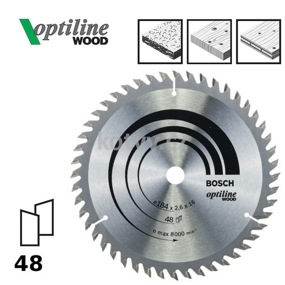 Pilový kotouč Optiline Wood 184x16x2,6mm,48