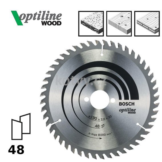 Pilový kotouč Optiline Wood 190x30x2,0mm,48