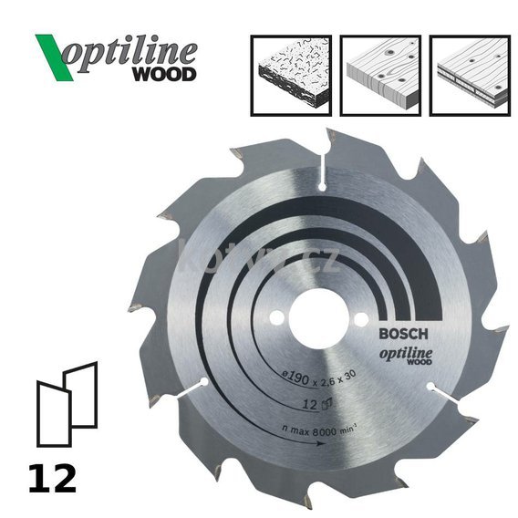Pilový kotouč Optiline Wood 190x30x2,6mm,12
