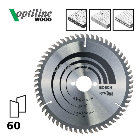 Pilový kotouč Optiline Wood 190x30x2,6mm,60