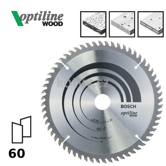 Pilový kotouč Optiline Wood 235x30/25x2,8mm,60