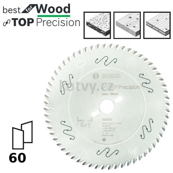 Pilový kotouč do okružních pil Top Precision Best for Wood 250x30x3,2mm,60