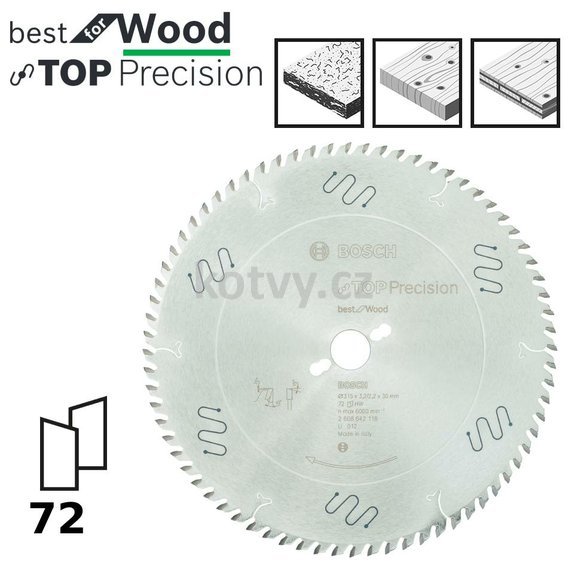 Pilový kotouč do okružních pil Top Precision Best for Wood 315x30x3,2mm,72