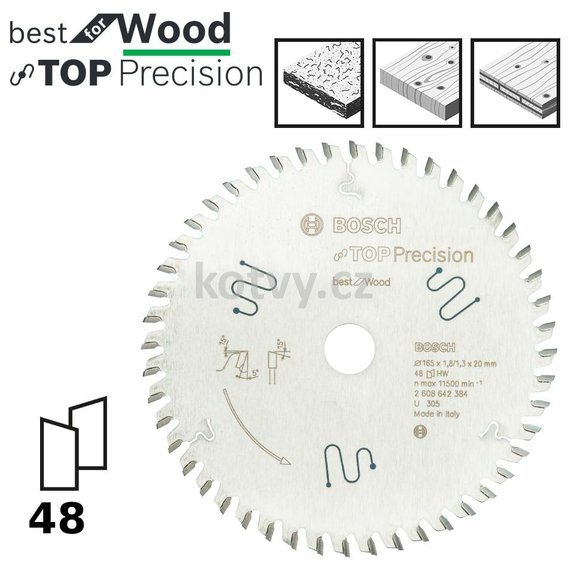 Pilový kotouč do okružních pil Top Precision Best for Wood 165x20x1,8mm,48
