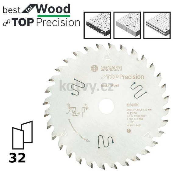 Pilový kotouč do okružních pil Top Precision Best for Wood 165x20x1,8mm,32