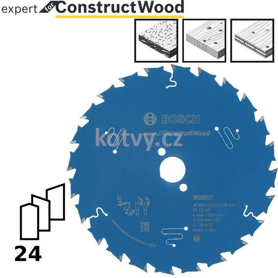 Pilový kotouč Expert for Construct Wood 165x20x2,0mm,24