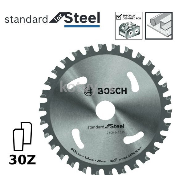Pilový kotouč do okružních pil Standard for Steel 136x20x1.6mm;30