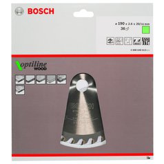 Pilový kotouč Optiline Wood 190x20/16x2,6mm,36