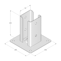Technický výkres patky sloupku PSPD 70