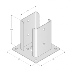 Technický výkres patky sloupku PSPD 90