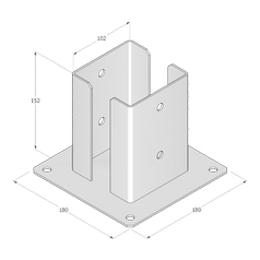 Technický výkres patky sloupku PSPD 100