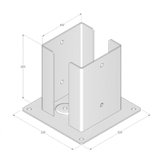 Technický výkres patky sloupku PSPD 140
