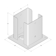 Technický výkres patky sloupku PSPD 150