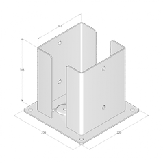 Technický výkres patky sloupku PSPD 160