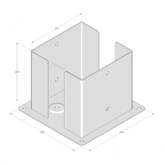 Technický výkres patky sloupku PSPD 200