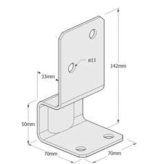 Technický výkres patky sloupku PSK 70