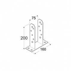 Technický výkres patky sloupku PST 75