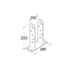 Technický výkres patky sloupku PST 200