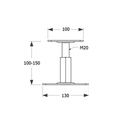 Technický výkres stavitelné patky sloupku PR 100/130