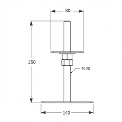 Technický výkres patky stavitelné sloupku PSRP 80