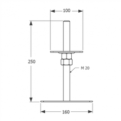 Technický výkres stavitelné patky sloupku PSRP 100
