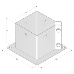 Technický výkres patky sloupku PSPA 150