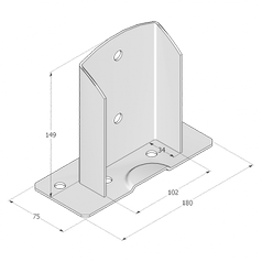 Technický výkres patky sloupku PSD 100