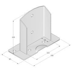 Technický výkres patky sloupku PSD 120