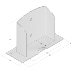 Technický výkres patky sloupku PSD 200