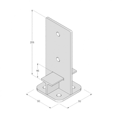 Technický výkres patky sloupku PUW 90