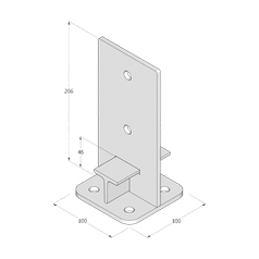 Technický výkres patky sloupku PUW 100