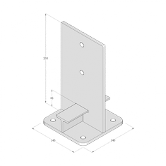 Technický výkres patky sloupku PUW 140