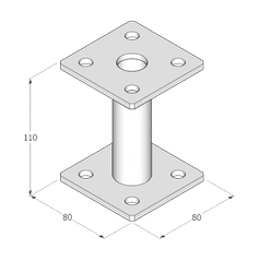 PMF 80/100 Patka sloupku technický výkres