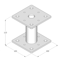 PMF 100/100 Patka sloupku technický výkres