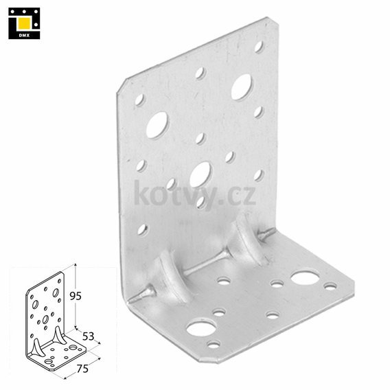 KPK 12 - úhelník s prolisem 95x53x75x2,5 mm