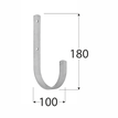 Rozměry háku plochého HMU 180
