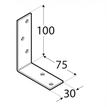 Rozměry KB1 - úhelníku trámového 100x75x30x3,0 mm
