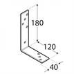 Rozměry KB3 - úhelníku trámového 180x120x40x5,0 mm