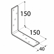 Rozměry KB4 - úhelníku trámového 150x150x40x5,0 mm
