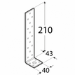 Rozměry KK11 - úhelníku kotevního 210x43x40x4,0 mm