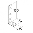 Rozměry KL3 - úhelníku spojovacího 150x50x35x2,5 mm