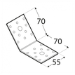Rozměry KLR 2 úhelníku 135° 70x70x55x2,5 mm