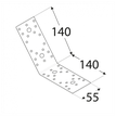 Rozměry KLR 6 úhelníku 135° 140x140x55x2,5 mm