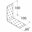 Rozměry KM11 - úhelníku montážního 100x100x60x2,0 mm