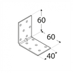 Rozměry KMP 4 - úhelníku montážního s prolisem 60x60x40x1,5 mm